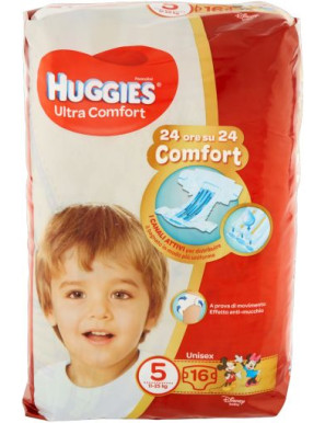 HUGGIES ULTRACOMFORT X16 KG.11/25 TAGLIA NÂ°5