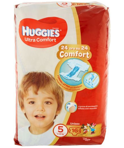 HUGGIES ULTRACOMFORT X16 KG.11/25 TAGLIA NÂ°5