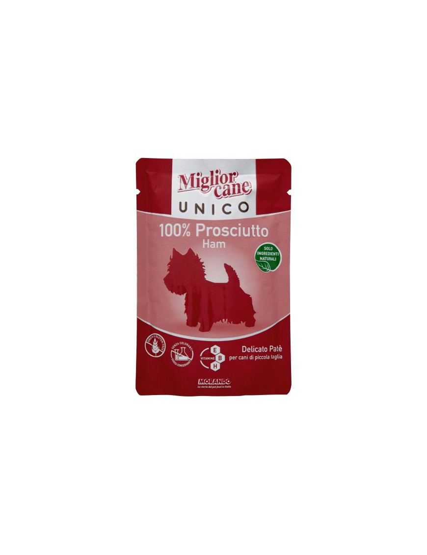 MORANDO MIGLIOR CANE UNICO PATE BUSTA G.100 PROSCIUTTO 100%