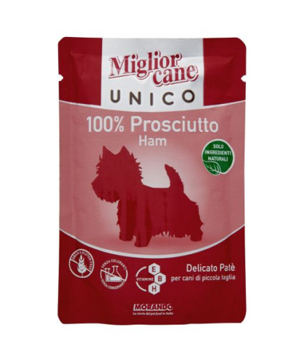 MORANDO MIGLIOR CANE UNICO PATE BUSTA G.100 PROSCIUTTO 100%