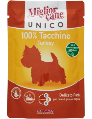 MORANDO MIGLIOR CANE UNICO PATE BUSTA G.100 TACCHINO 100%