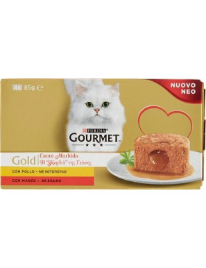 GOURMET GOLD CUORE MORBIDO MANZO E POLLO 4X85 GR