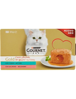 GOURMET GOLD CUORE MORBIDO TONNO E SALMONE 4X85 GR