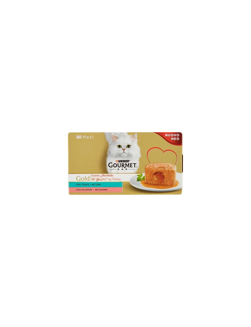 GOURMET GOLD CUORE MORBIDO TONNO E SALMONE 4X85 GR