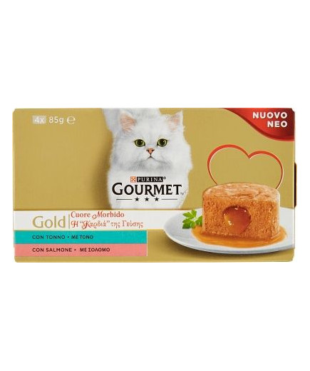 GOURMET GOLD CUORE MORBIDO TONNO E SALMONE 4X85 GR