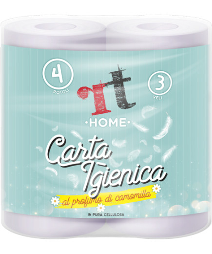 RT  HOME CARTA IGIENICA 4 ROTOLI 3 VELI PROF.CAMOMILLA MAXI