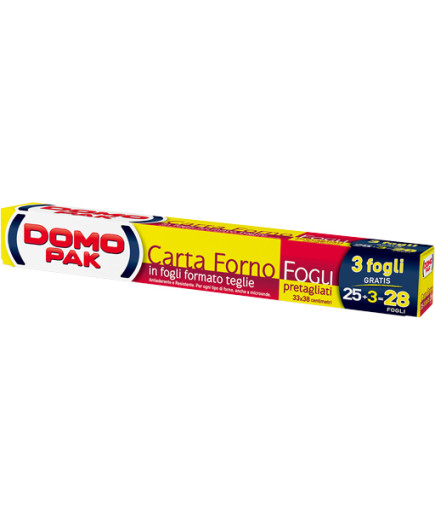 DOMOPAK CARTA FORNO IN FOGLI 25+3 CM.33X38