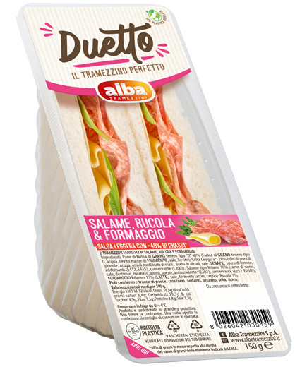 ALBA DUETTO SALAME FORMAGGIO E RUCOLA G.150