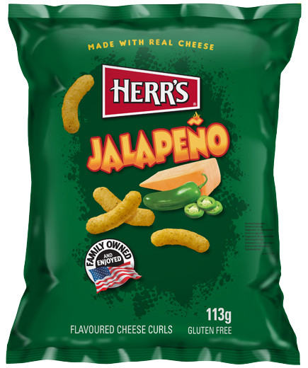 HERR'S - JALAPENO CHEESE CURLS GR.113 GLUTEN FREE