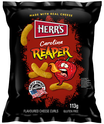 HERR'S - CAROLINA REAPER G.113 CHEESE CURLS - GLUTEN FREE