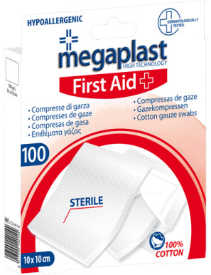 MEGAPLAST FIRST AID COMPRESSEDI GARZA 10X10 (PZ100)