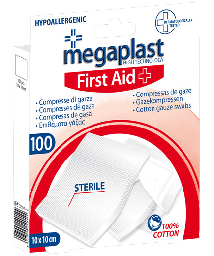 MEGAPLAST FIRST AID COMPRESSEDI GARZA 10X10 (PZ100)