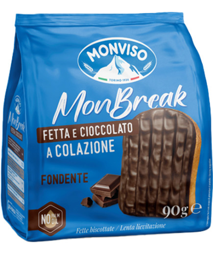 MONVISO FETTE BISCOTTATE RICOPERTE CIOCCOLATO FONDENTE G.90