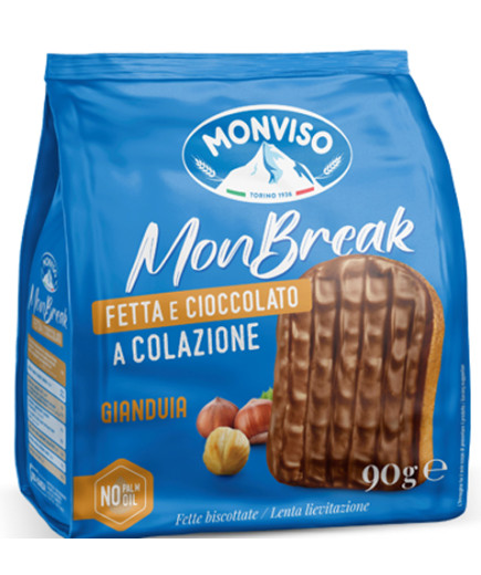 MONVISO FETTE BISCOTTATE RICOPERTE CIOCCOLATO GIANDUIA G.90