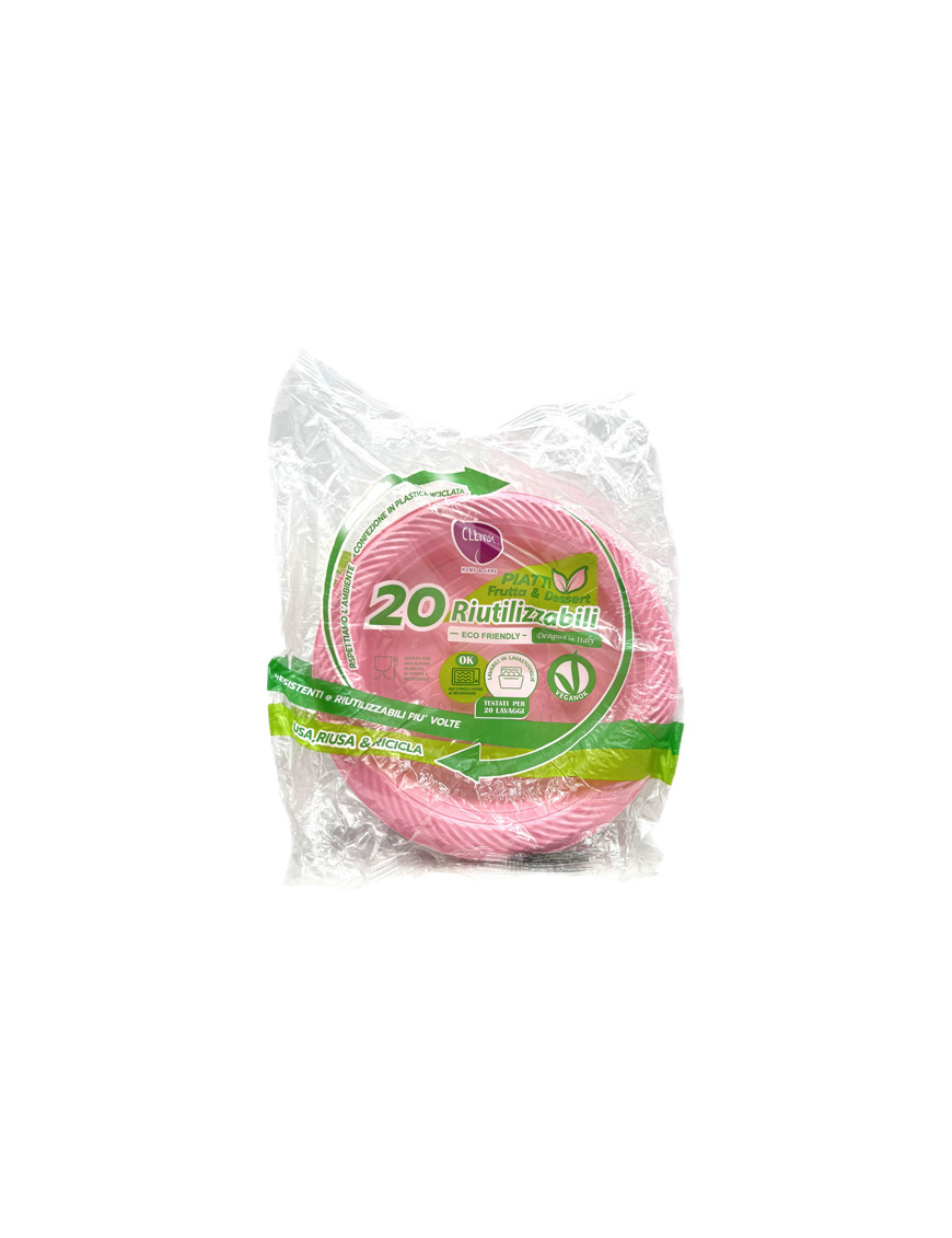 CLENDY PIATTI DESSERT ROSA X20PZ.RIUTILIZZABILI