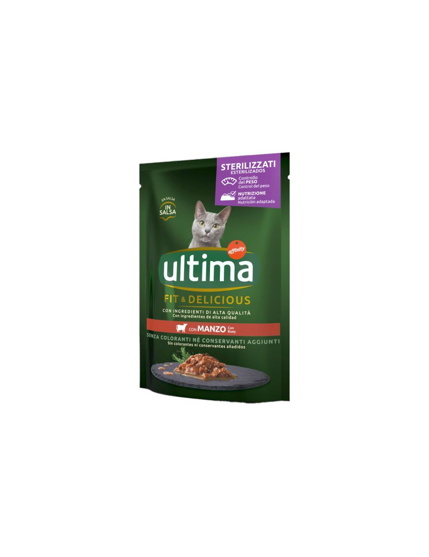ULTIMA CAT WET STERILIZZATO MANZO GR.85
