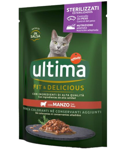ULTIMA CAT WET STERILIZZATO MANZO GR.85