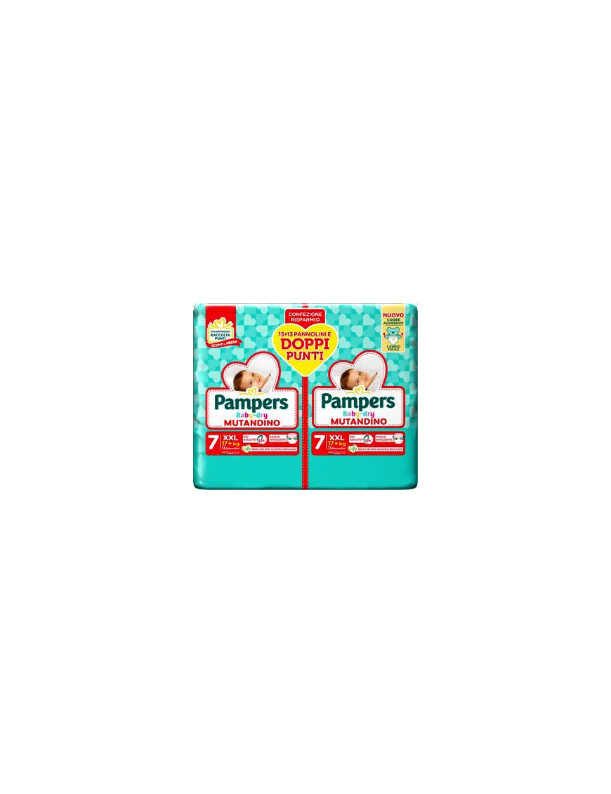 PAMPERS BABY DRY MUTANDINO XXL TG.7 PZ.26 PACCO DOPPIO