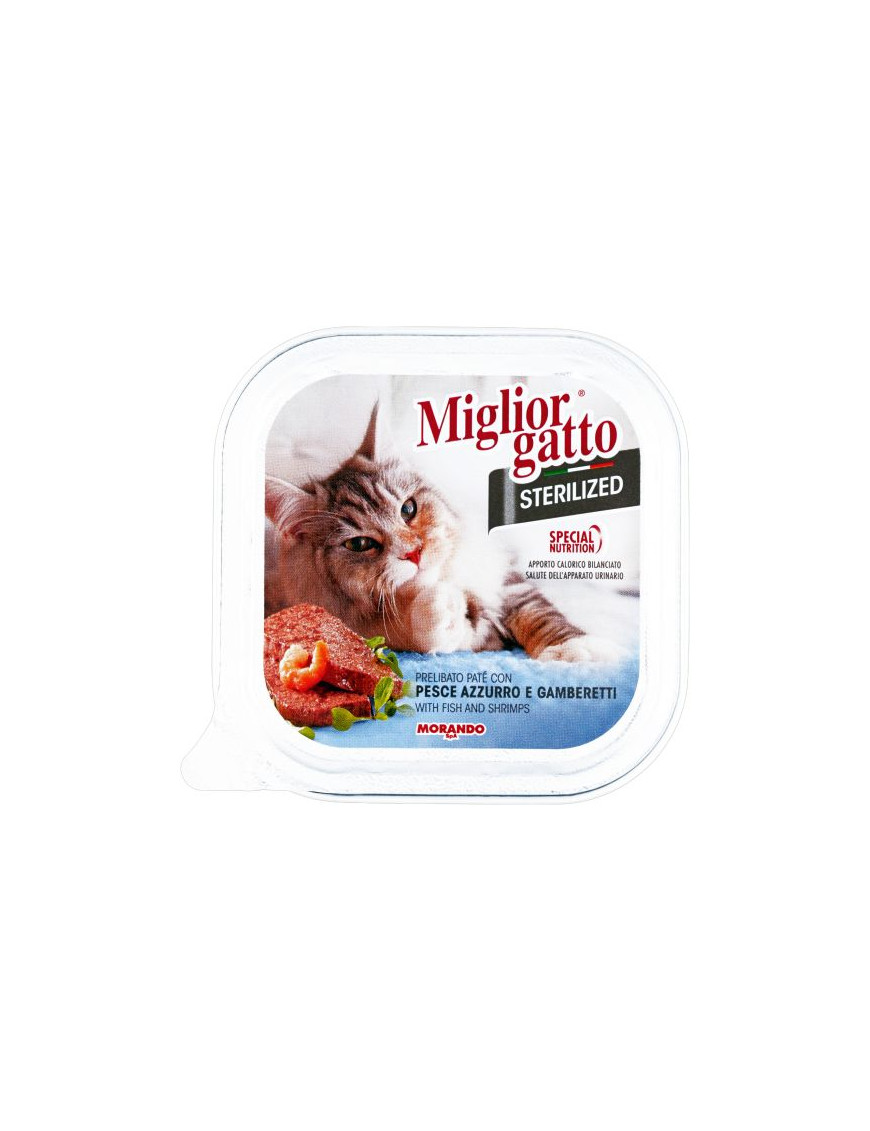 Morando Miglior Gatto Sterilized Pate' gr.100 Pesce Azzurro e Gamberi