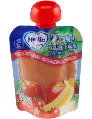 Mellin Pouch Mela Fragola Banana 100% Frutta Senza Zuccheri gr.90