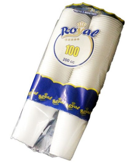 Royal Bicchiere Bianco cc.200 X 100 Pezzi