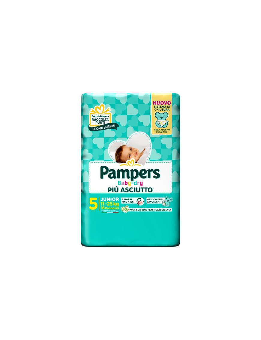 PAMPERS BABY DRY DOWNCOUNT JUNIOR PZ.16 (11-25 KG)PANNOLINI