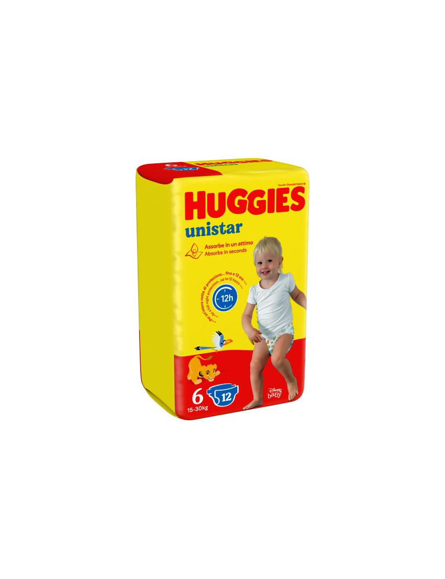 HUGGIES UNISTAR EXTRALARGE X12 KG.15/30 N.6