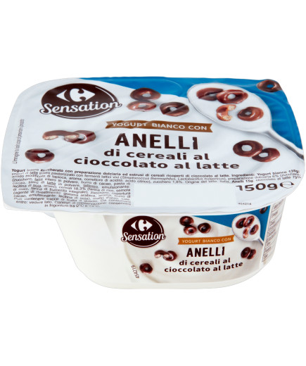Carrefour Yogurt Intero Bianco Dolce Con Anelli Di Cioccolato gr.150