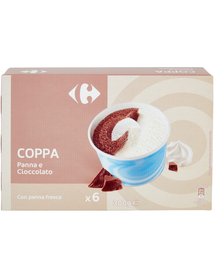 Carrefour Coppette Panna/Cioccolato x6 gr.300