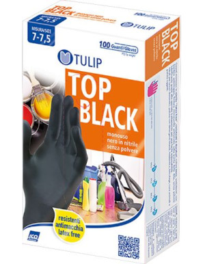 ICO GUANTI TULIP IN NITRILE NERO SMALL 100PZ S/POLVERE