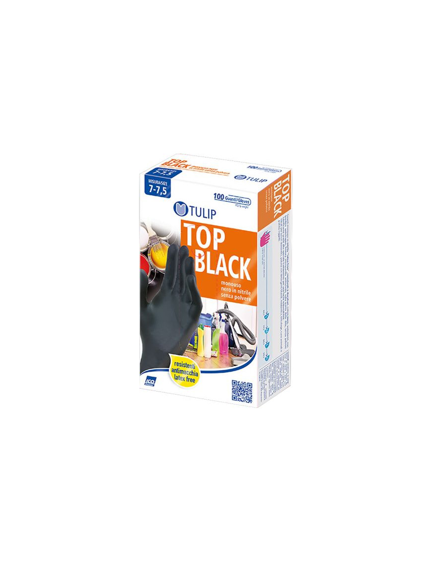 ICO GUANTI TULIP IN NITRILE NERO SMALL 100PZ S/POLVERE