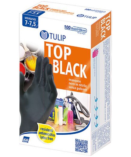 ICO GUANTI TULIP IN NITRILE NERO SMALL 100PZ S/POLVERE