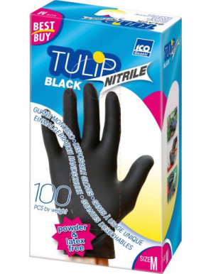 ICO GUANTI TULIP IN NITRILE NERO MEDIUM 100PZ S/POLVERE