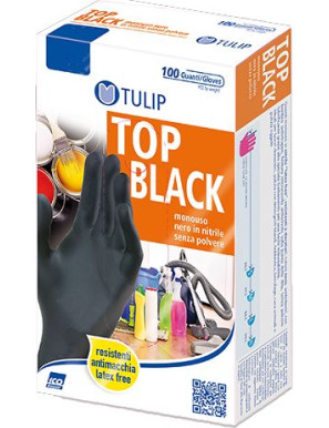 ICO GUANTI TULIP IN NITRILE NERO LARGE 100PZ S/POLVERE