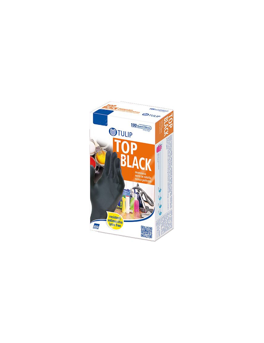 ICO GUANTI TULIP IN NITRILE NERO LARGE 100PZ S/POLVERE