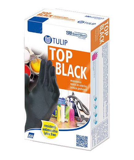 ICO GUANTI TULIP IN NITRILE NERO LARGE 100PZ S/POLVERE