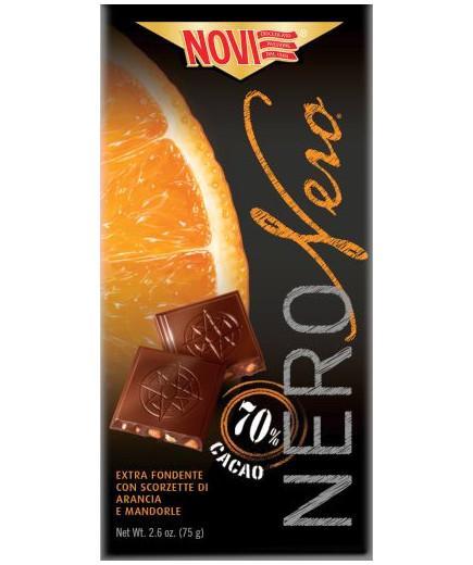 Novi Nero Tavoletta Di Cioccolato Arancia E Mandorle gr,75