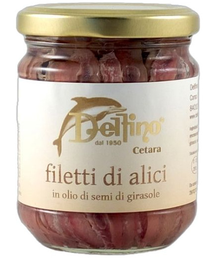Delfino Filetti Di Alici Cetara Olio Di Giraole gr.180 Vaso Vetro