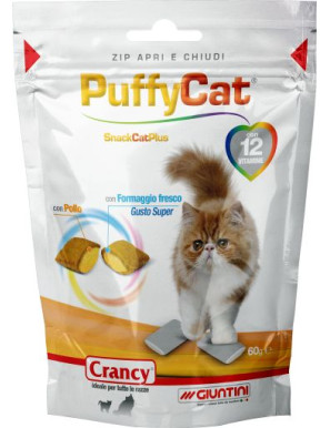 CRANCY PUFFY CAT GR60 SNACK POLLO-FORMAGGIO FRESCO