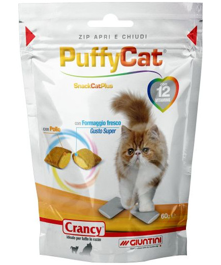 CRANCY PUFFY CAT GR60 SNACK POLLO-FORMAGGIO FRESCO