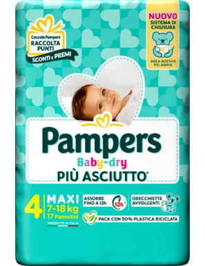 PAMPERS BABY DRY DOWNCOUNT MAXI PZ.17 (7-18KG)PANNOLINI