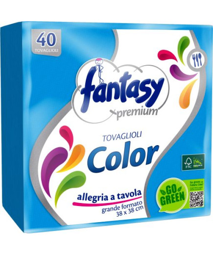 Fantasy Tovagliolo Azzurro 2 veli 38X38 cm X40 pz.