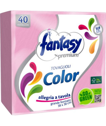 Fantasy Tovagliolo 38X38 Rosa 40 Pezzi 2Veli