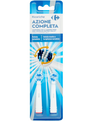 Carrefour Testine Azione Completa X2 (Compatibile Elettrico Oral B)