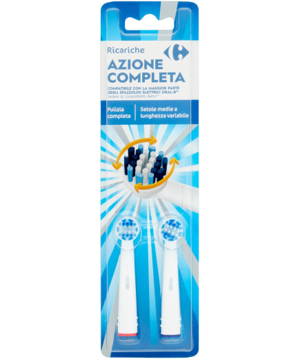 Carrefour Testine Azione Completa X2 (Compatibile Elettrico Oral B)