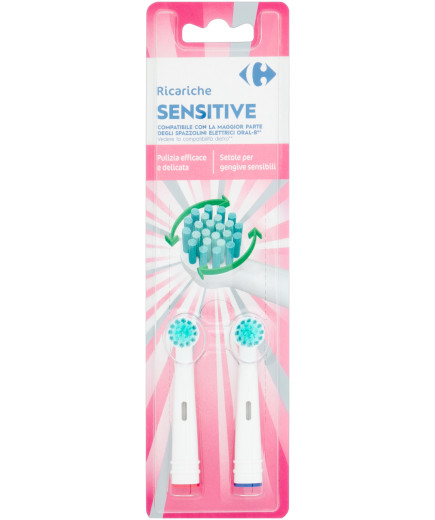 Carrefour Testine Sensitive X2 Compatibili Elettrico Oral B