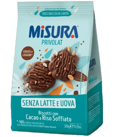 Misura Privolat Biscotti Riso Soffiato E Cacao gr.290 Senza Olio Di Palma