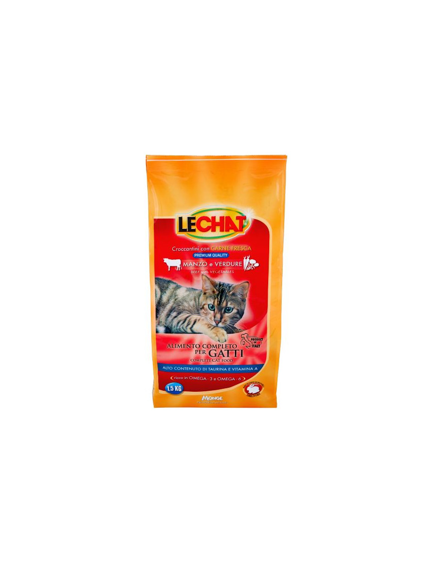 LECHAT CROCCANTINO PREMIUM KG.1,5 MANZO/VERD. -GATTO-  BS.