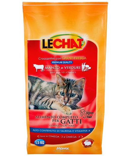 LECHAT CROCCANTINO PREMIUM KG.1,5 MANZO/VERD. -GATTO-  BS.