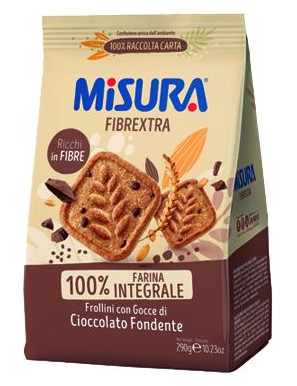 Misura Biscotti Fibrextra Con Gocce Di Cioccolato Fondente gr.290